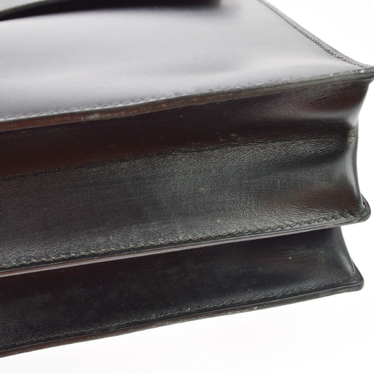 Hermes Sac A Depeches Box Calf Black Leather Handbag (Pre-Owned)