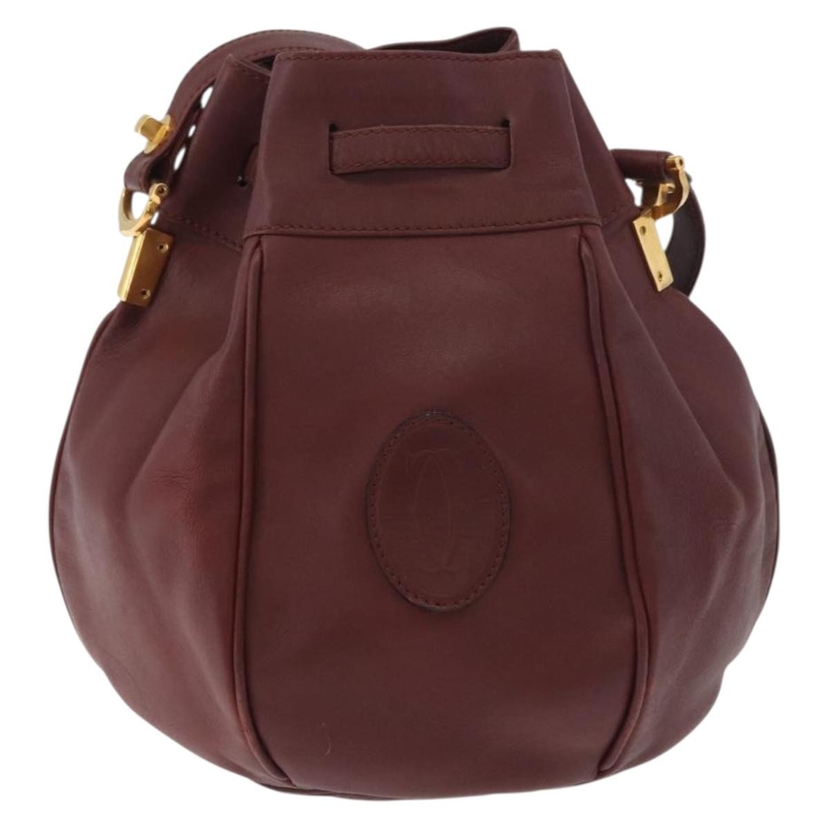 Cartier Must De Cartier Leather Burgundy Leather Shoulder Bag Bag (Pre-Owned)