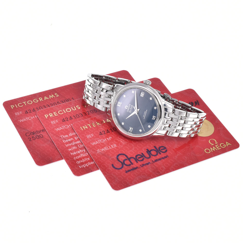 Omega De Ville Prestige Co-Axial Chronometer Automatic Stainless Steel With Diamond Markers Watch (Pre-Owned)