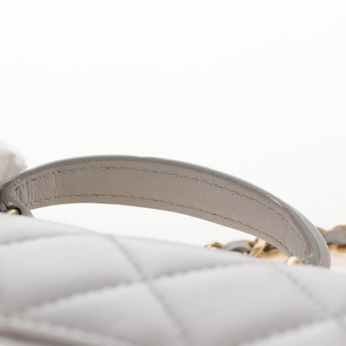 Chanel Top Handle Flap Coin Purse With Chain Quilted Lambskin Gray Leather Crossbody Bag Bag (Pre-Owned)