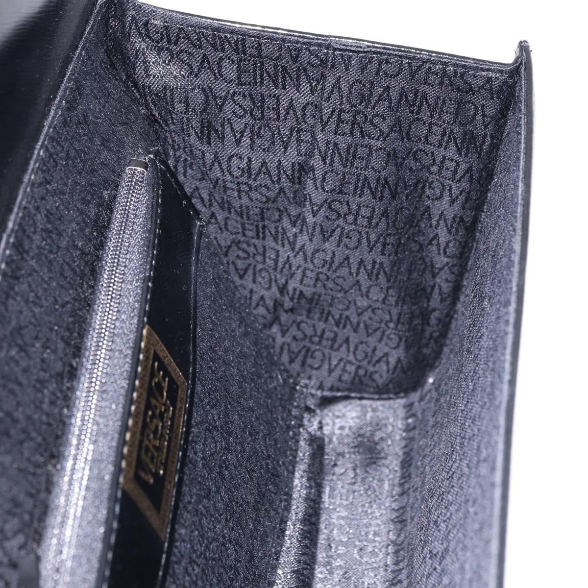 Versace Vintage Leather Black Leather Handbag (Pre-Owned)