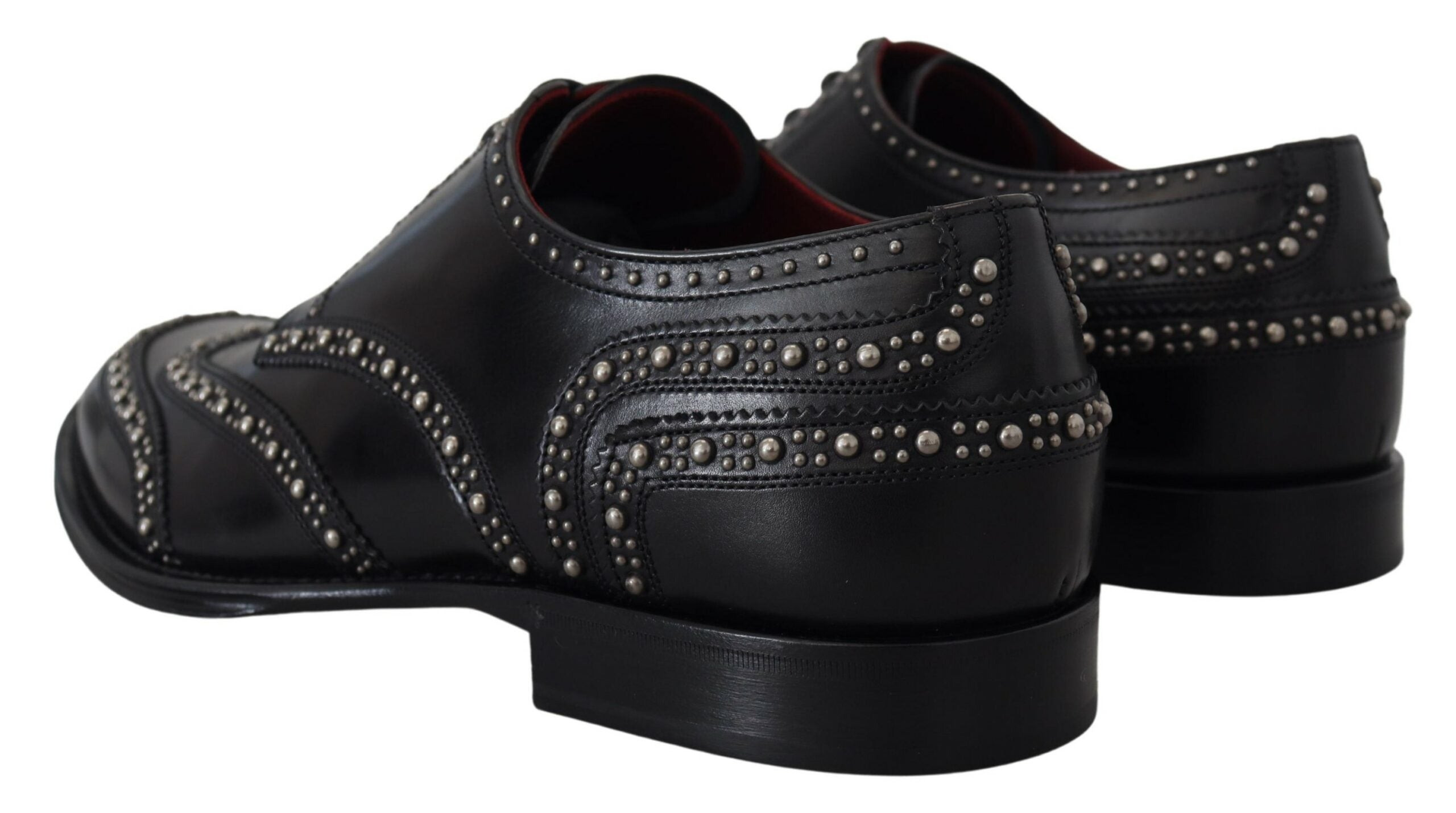 Dolce & Gabbana Black Leather Derby Dress Studded Men's Shoes