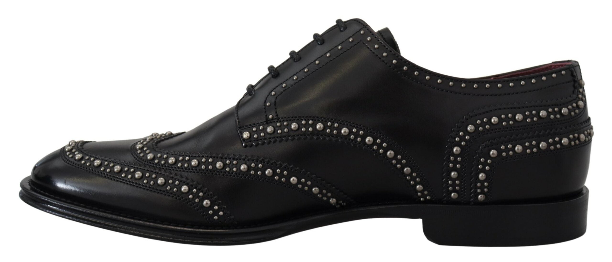 Dolce & Gabbana Black Leather Derby Dress Studded Men's Shoes