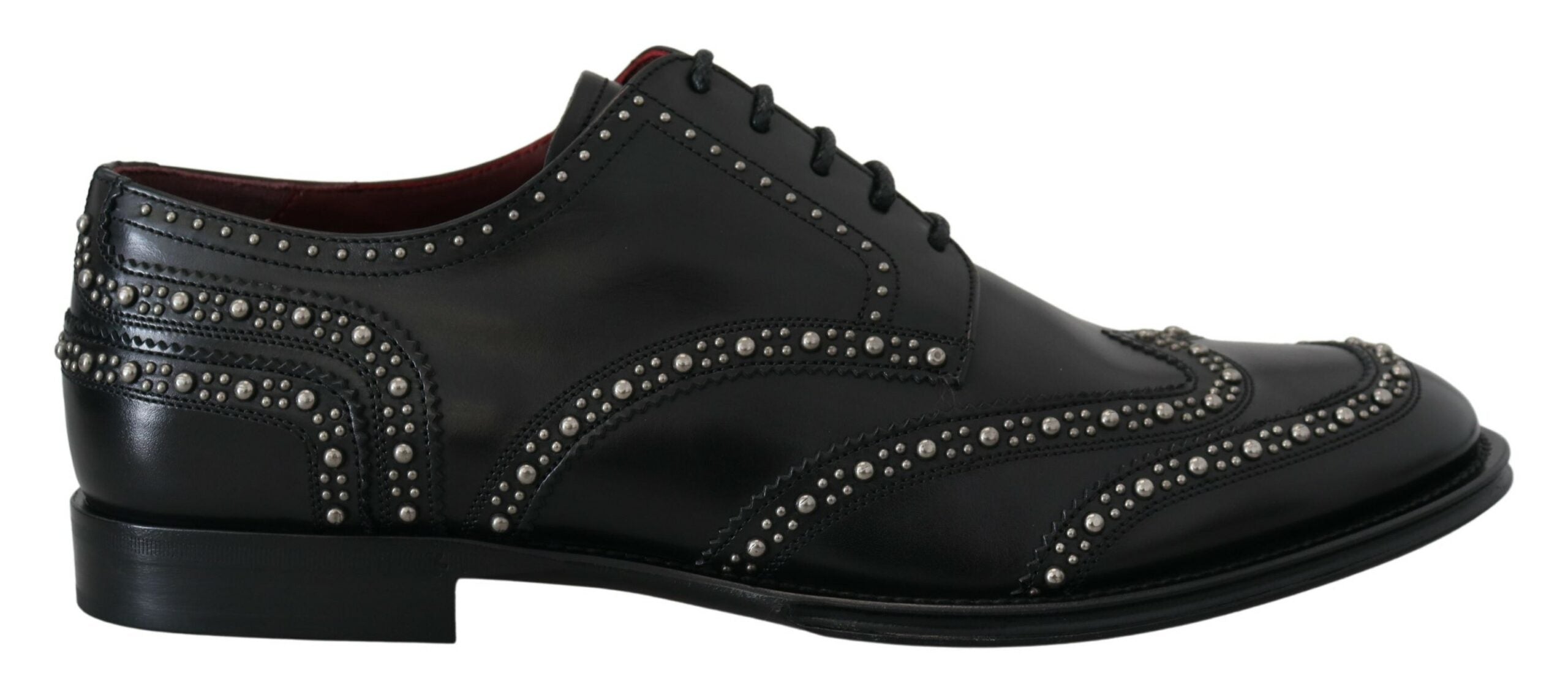 Dolce & Gabbana Black Leather Derby Dress Studded Men's Shoes