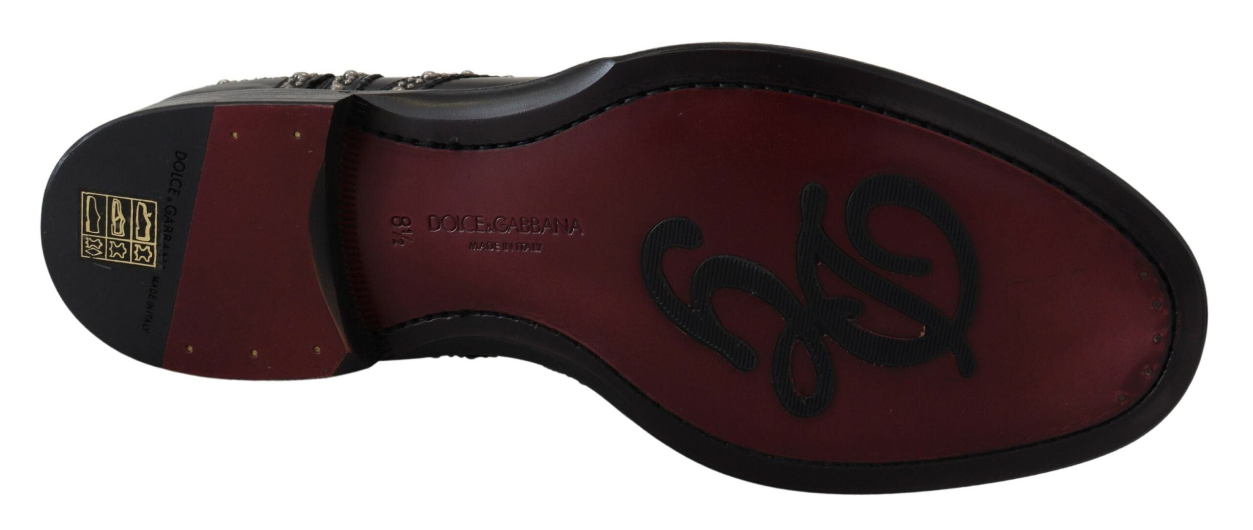 Dolce & Gabbana Black Leather Derby Dress Studded Men's Shoes