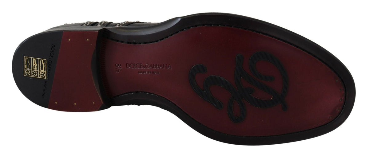 Dolce & Gabbana Black Leather Derby Dress Studded Men's Shoes