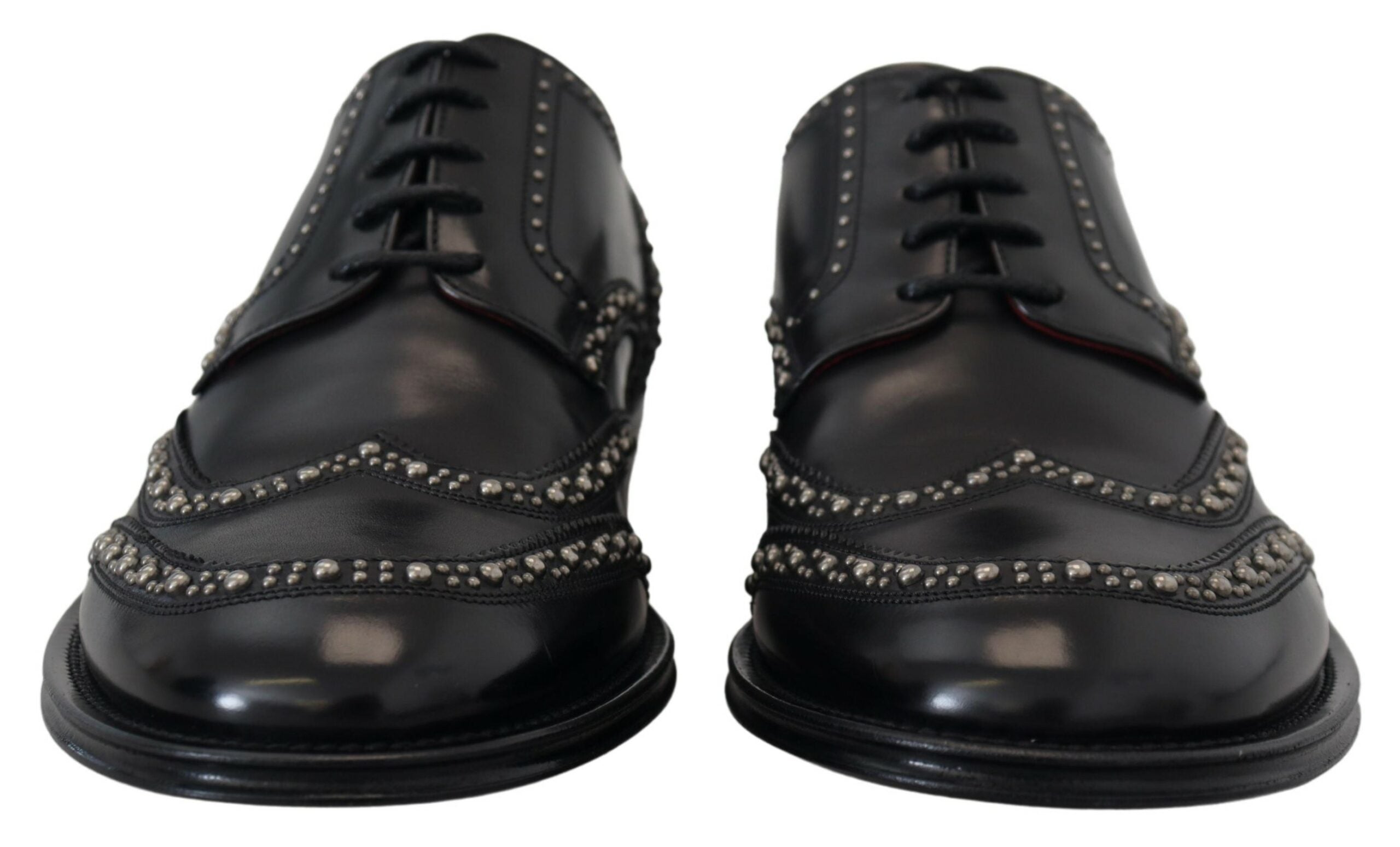 Dolce & Gabbana Black Leather Derby Dress Studded Men's Shoes