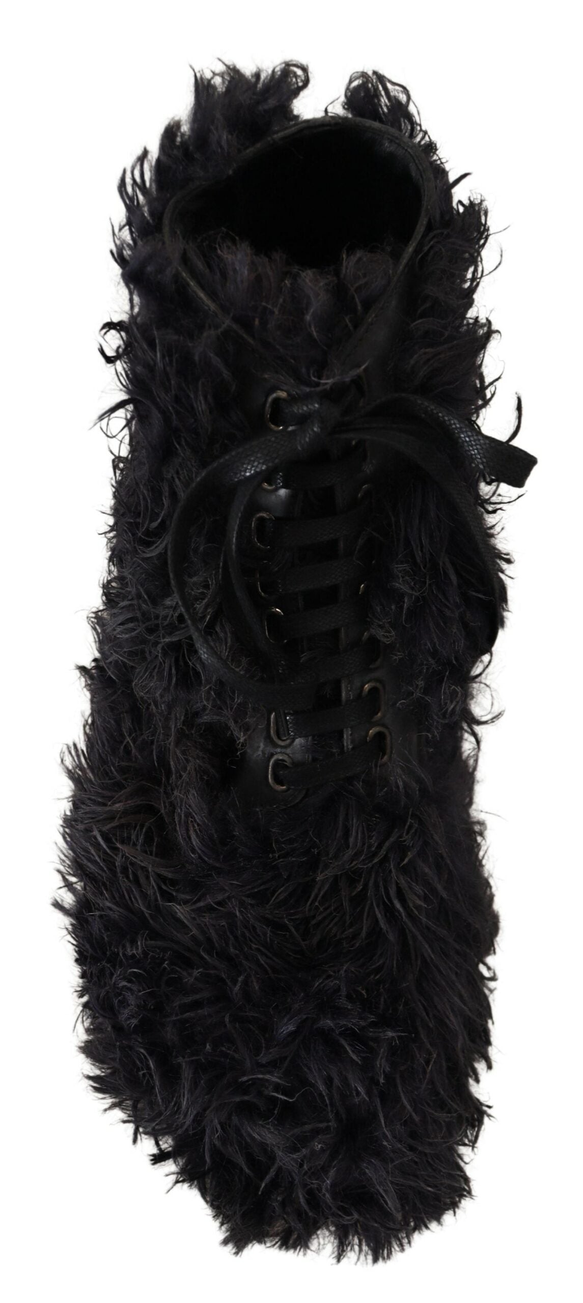 Dolce & Gabbana Black Leather Shearling Ankle Men's Boots