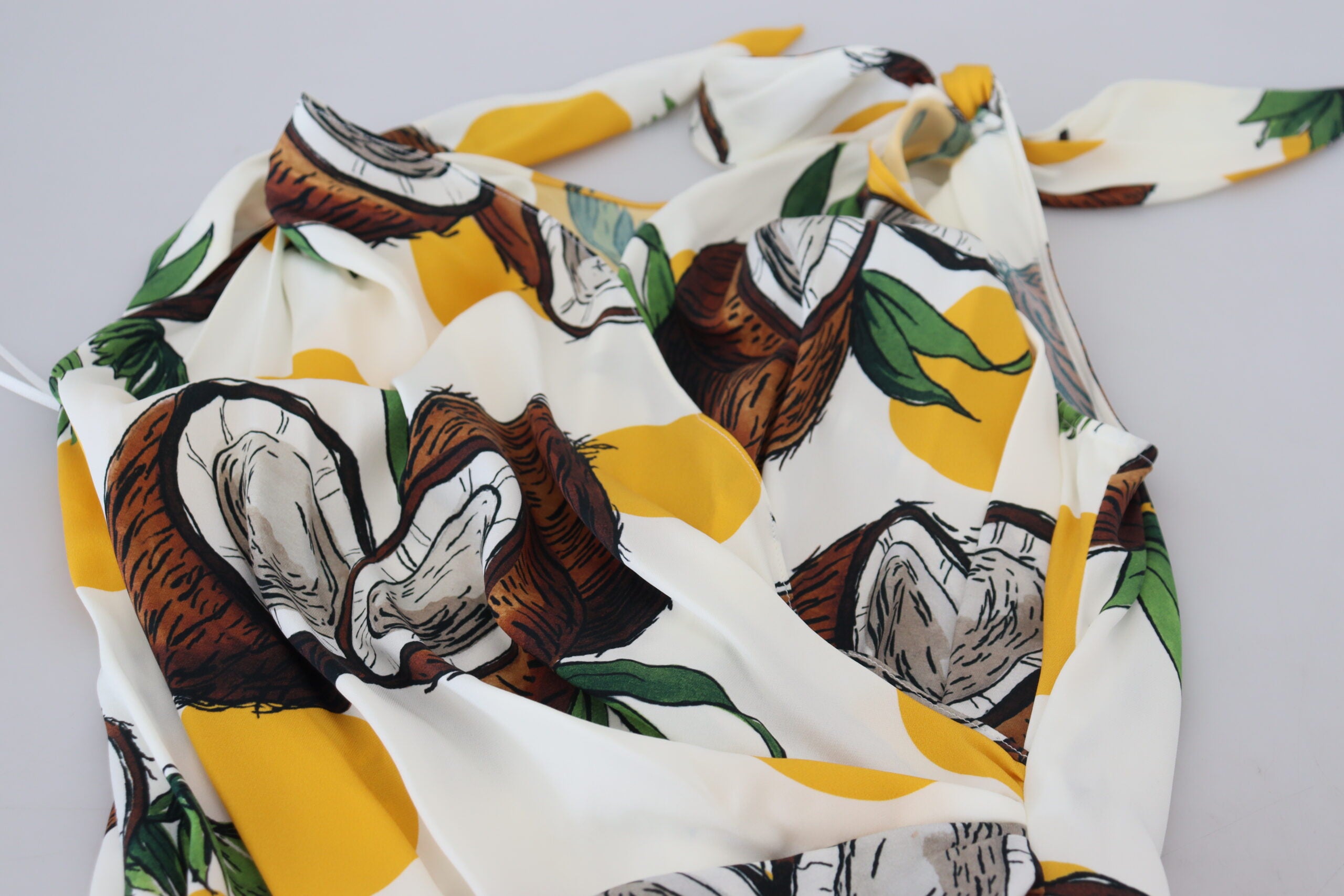 Dolce & Gabbana White Coconut Print Sheath Mini Silk Women's Dress