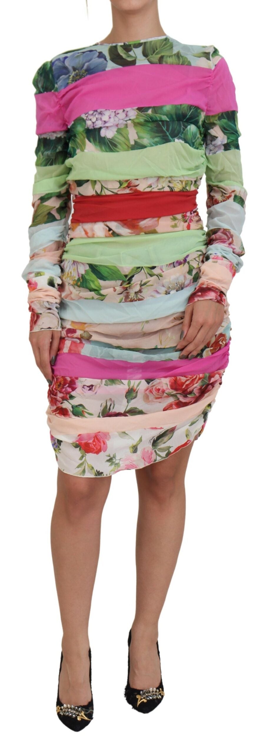 Dolce & Gabbana Multicolor Silk Floral Bodycon Sheath Women's Dress