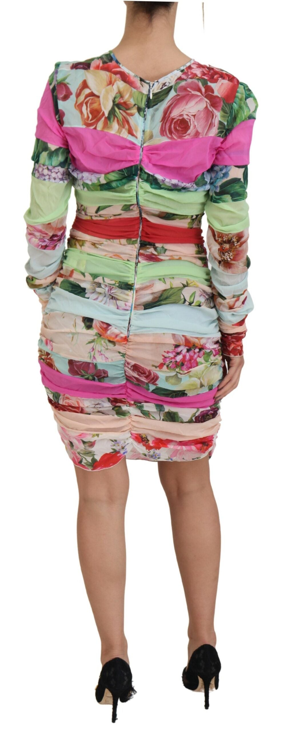 Dolce & Gabbana Multicolor Silk Floral Bodycon Sheath Women's Dress