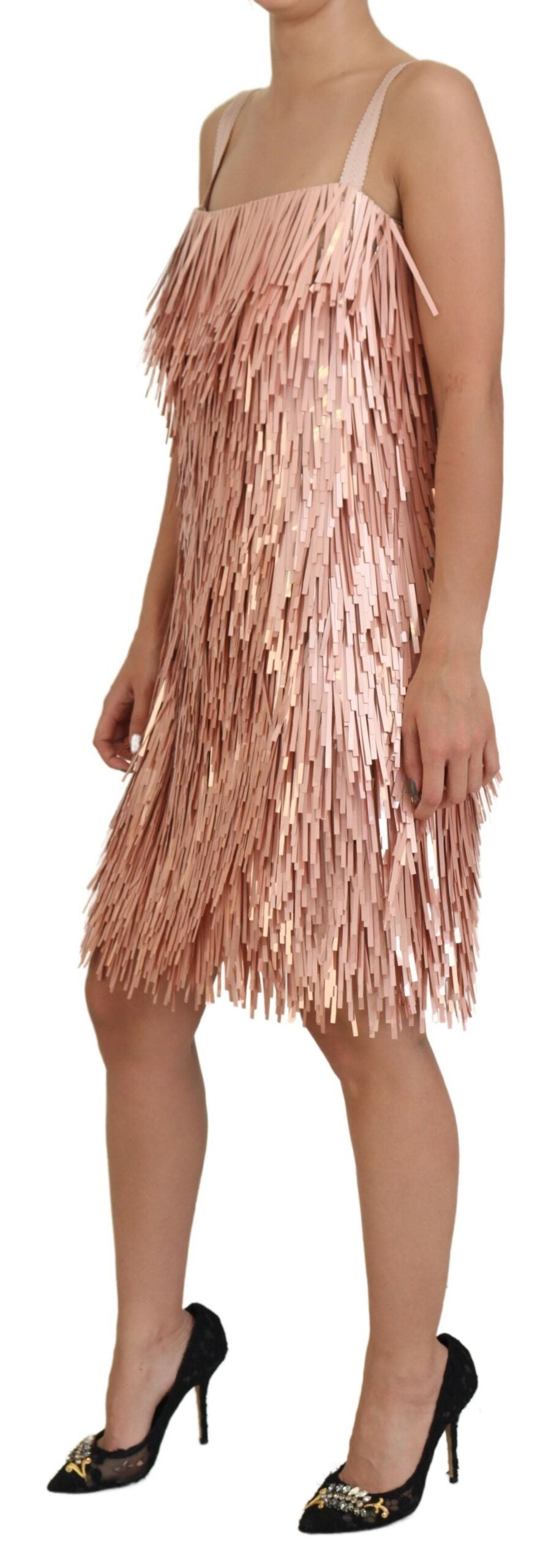 Dolce & Gabbana Pink Tinsel Sleeveless Shift A-line Women's Dress