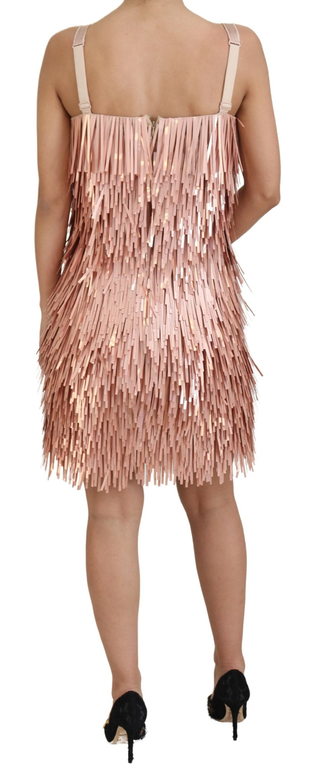 Dolce & Gabbana Pink Tinsel Sleeveless Shift A-line Women's Dress