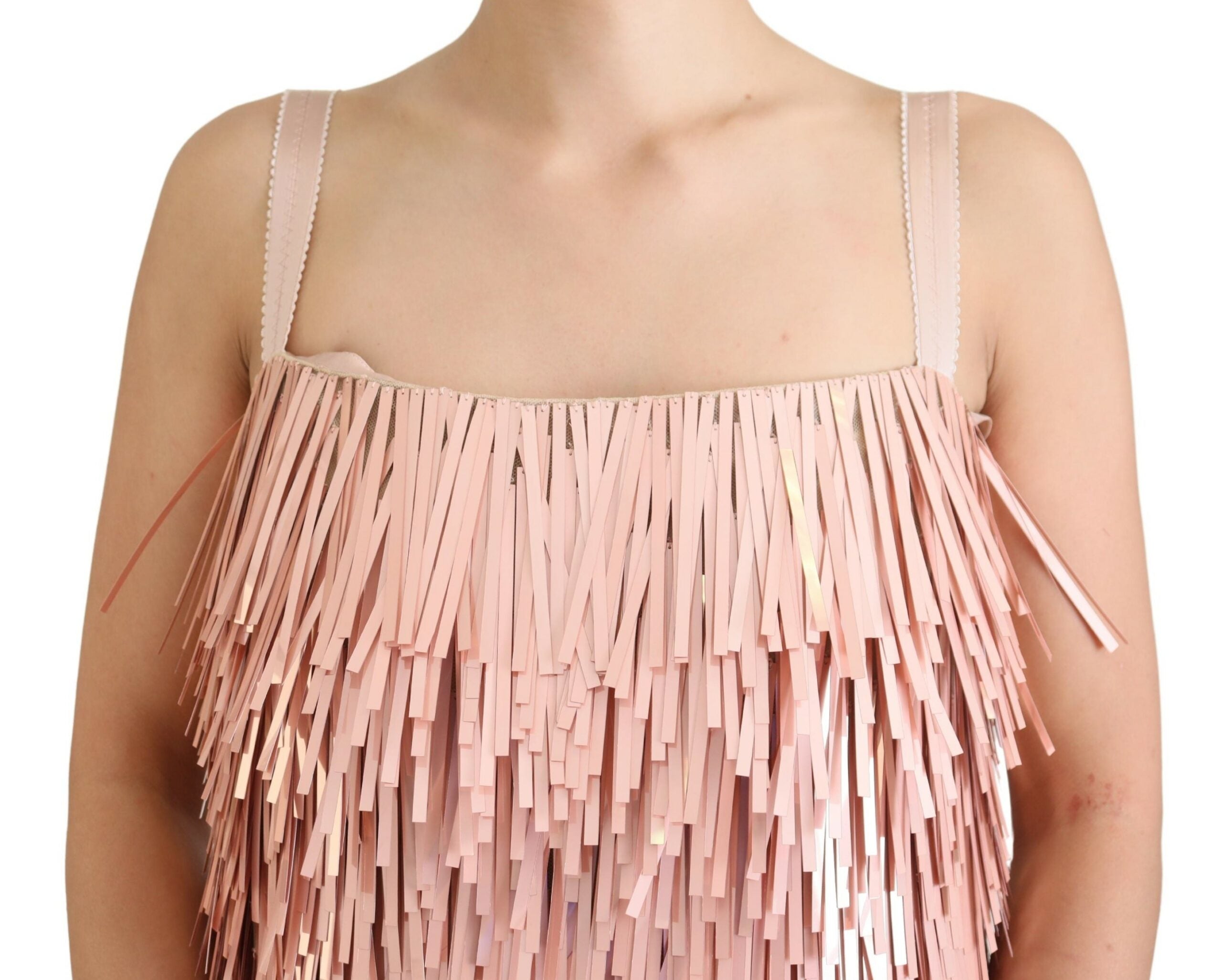 Dolce & Gabbana Pink Tinsel Sleeveless Shift A-line Women's Dress
