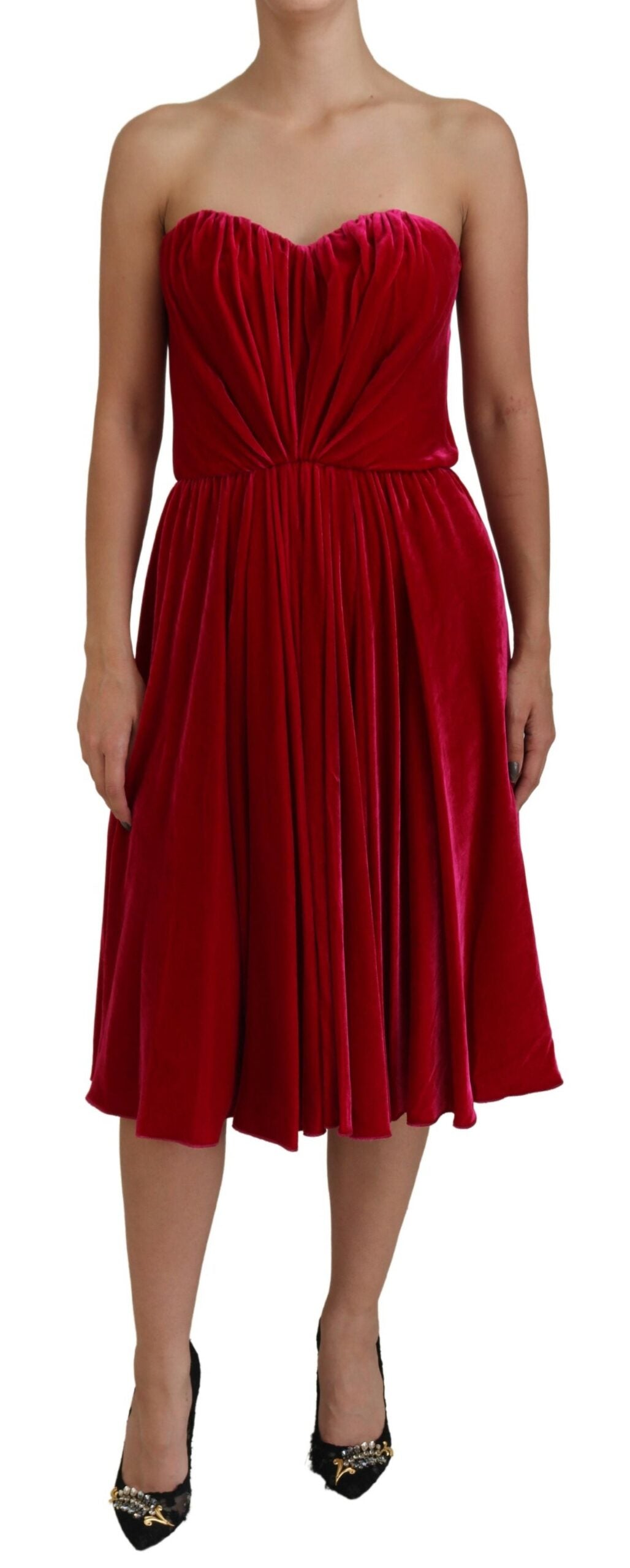 Dolce & Gabbana Enchanting Strapless Midi Dress in Dark Women's Pink