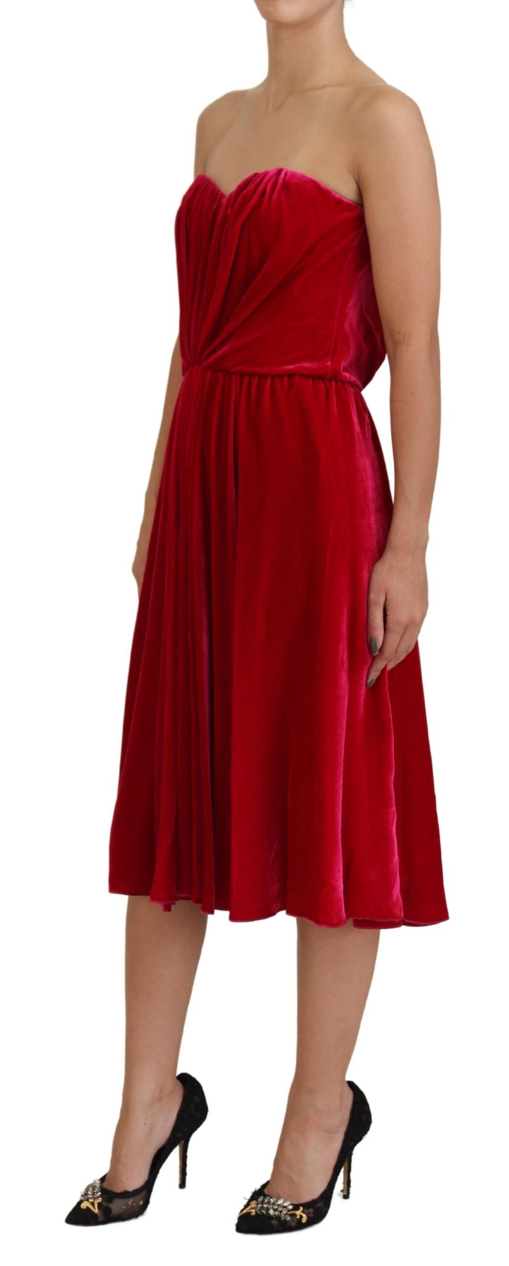Dolce & Gabbana Enchanting Strapless Midi Dress in Dark Women's Pink