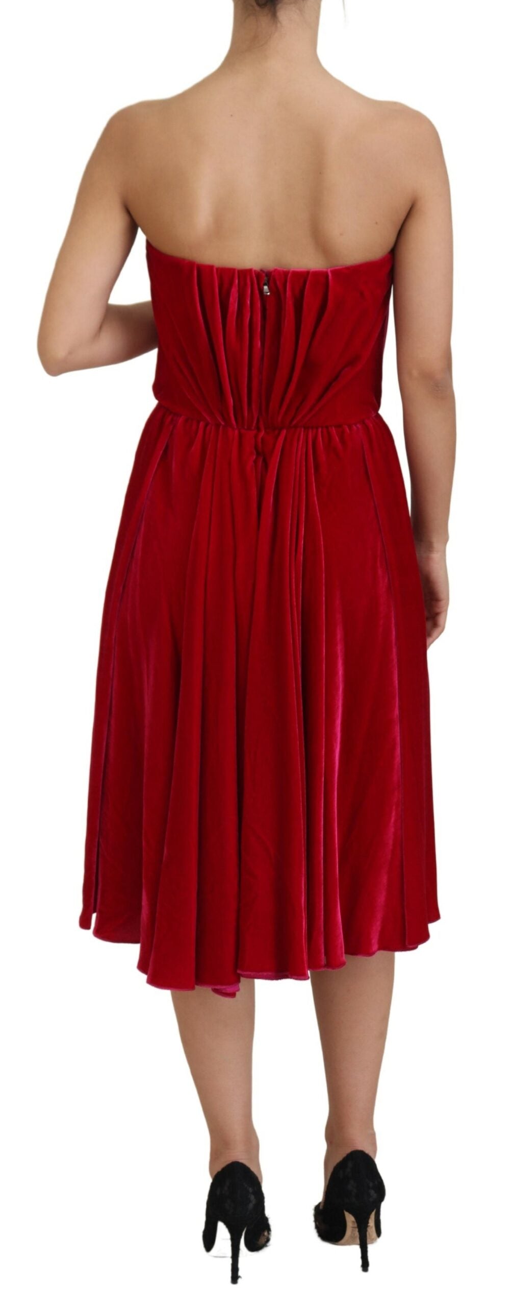 Dolce & Gabbana Enchanting Strapless Midi Dress in Dark Women's Pink