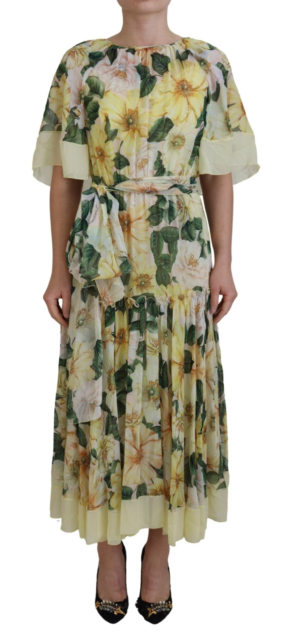 Dolce & Gabbana Multicolor Silk Floral Print Long Maxi Women's Dress