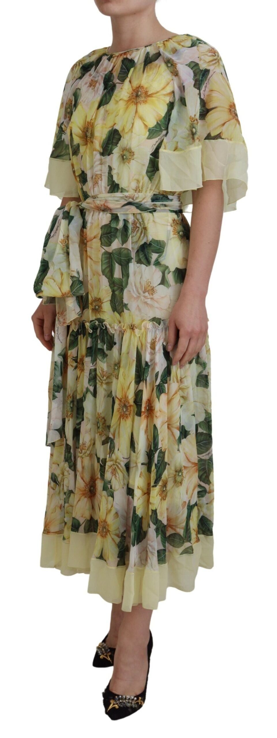 Dolce & Gabbana Multicolor Silk Floral Print Long Maxi Women's Dress