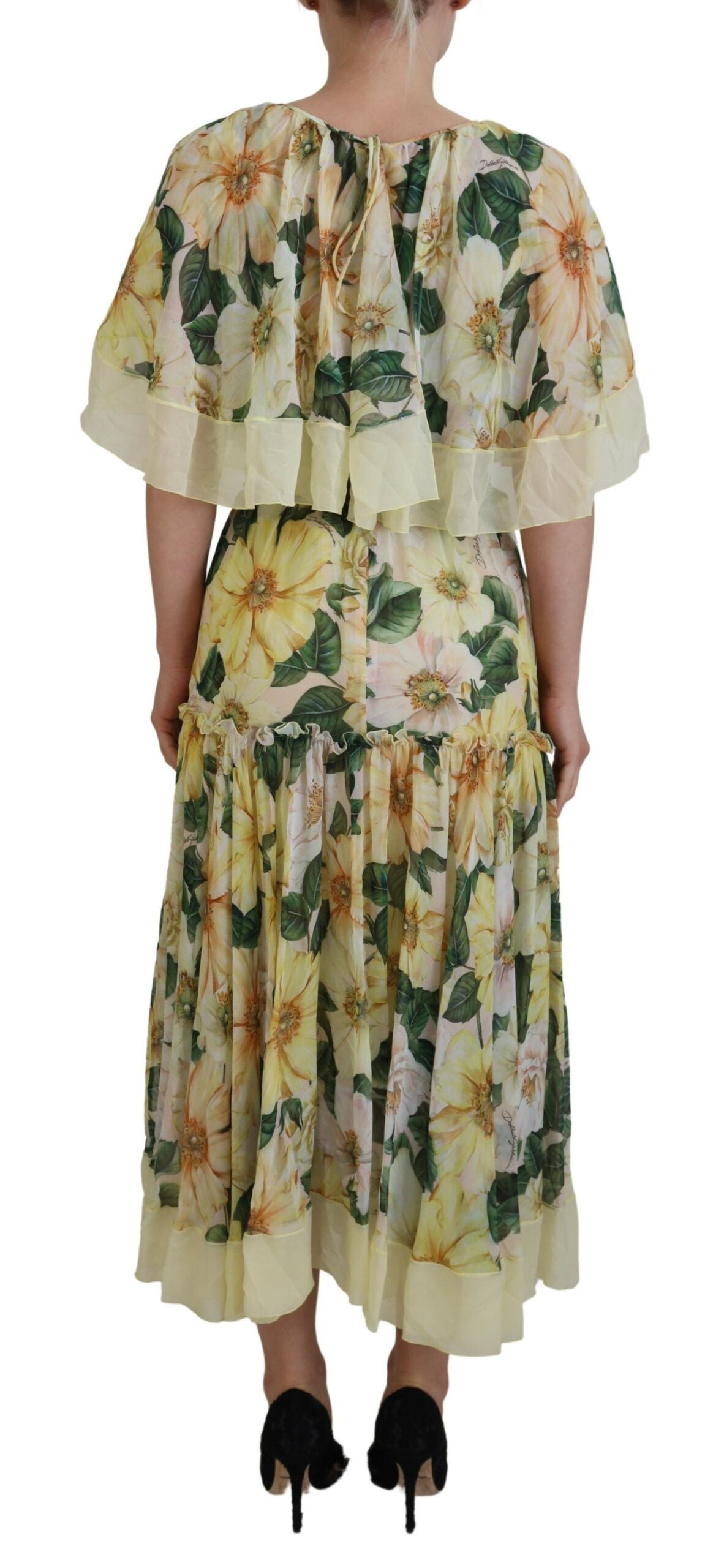 Dolce & Gabbana Multicolor Silk Floral Print Long Maxi Women's Dress