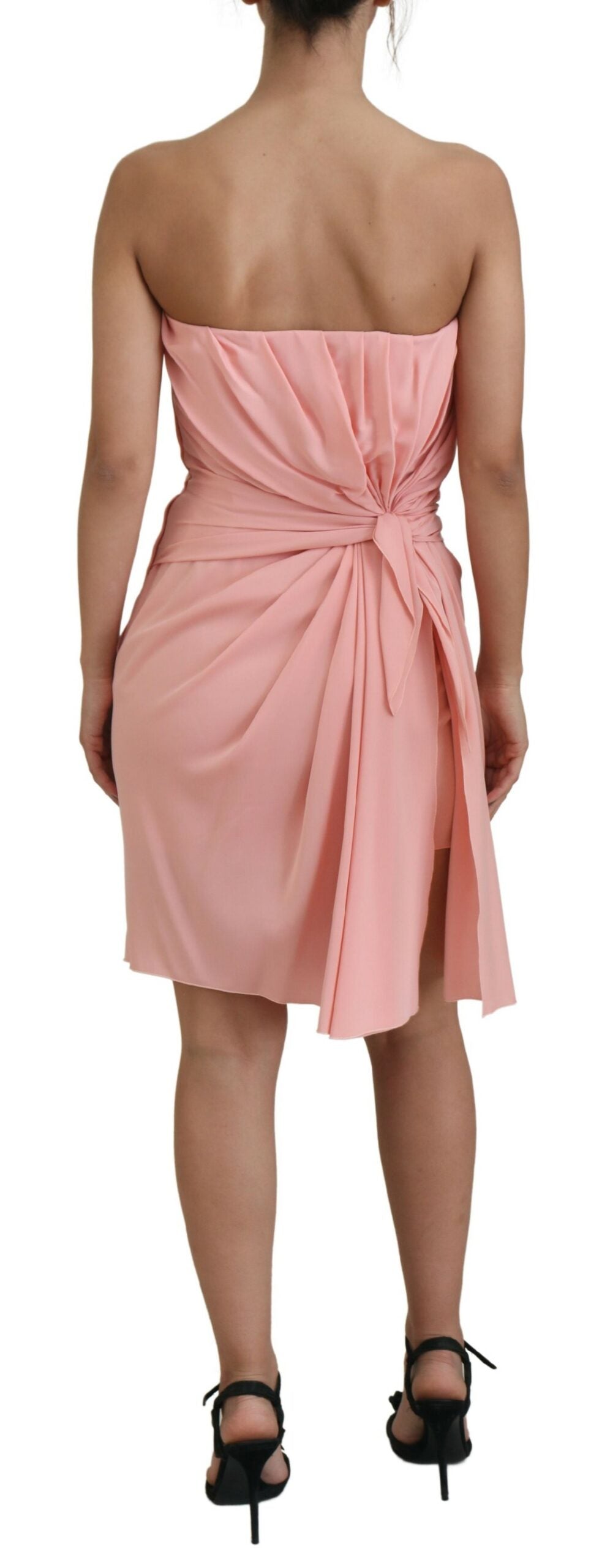 Dolce & Gabbana Pink Silk Stretch Strapless Sheath Women's Dress