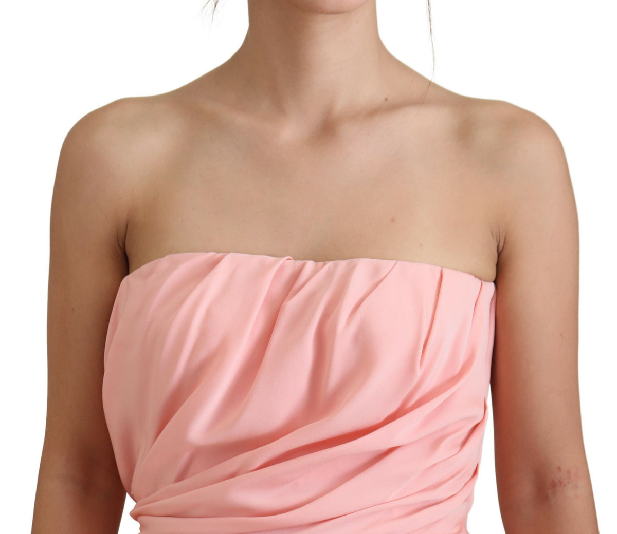 Dolce & Gabbana Pink Silk Stretch Strapless Sheath Women's Dress