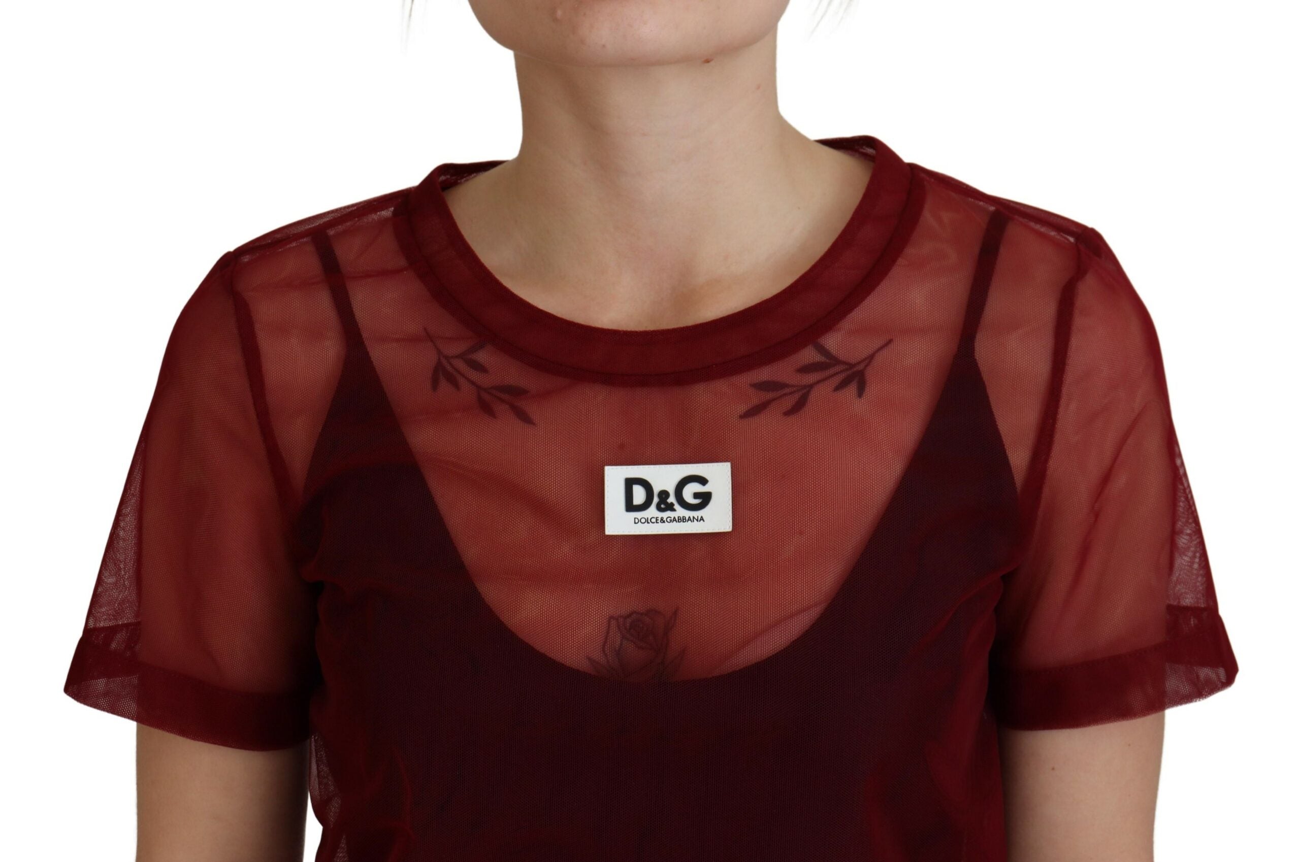 Dolce & Gabbana Maroon Nylon Two Layer Shift Mini Women's Dress