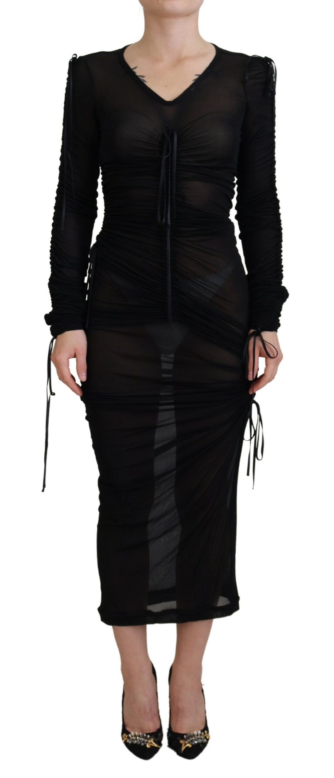 Dolce & Gabbana Elegant Black Silk Blend Bodycon Women's Dress