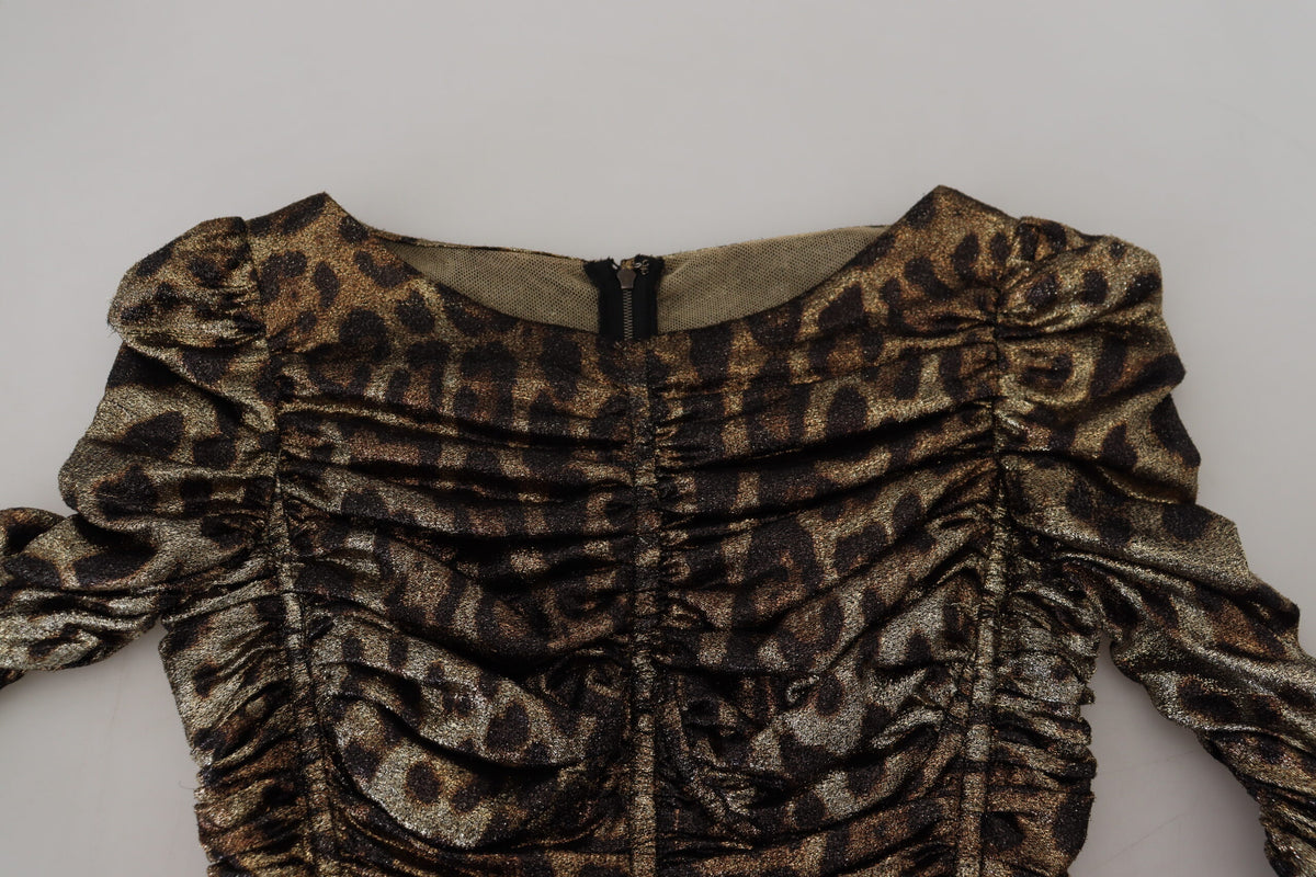 Dolce & Gabbana Multicolor Leopard Bodycon Sheath Midi Women's Dress