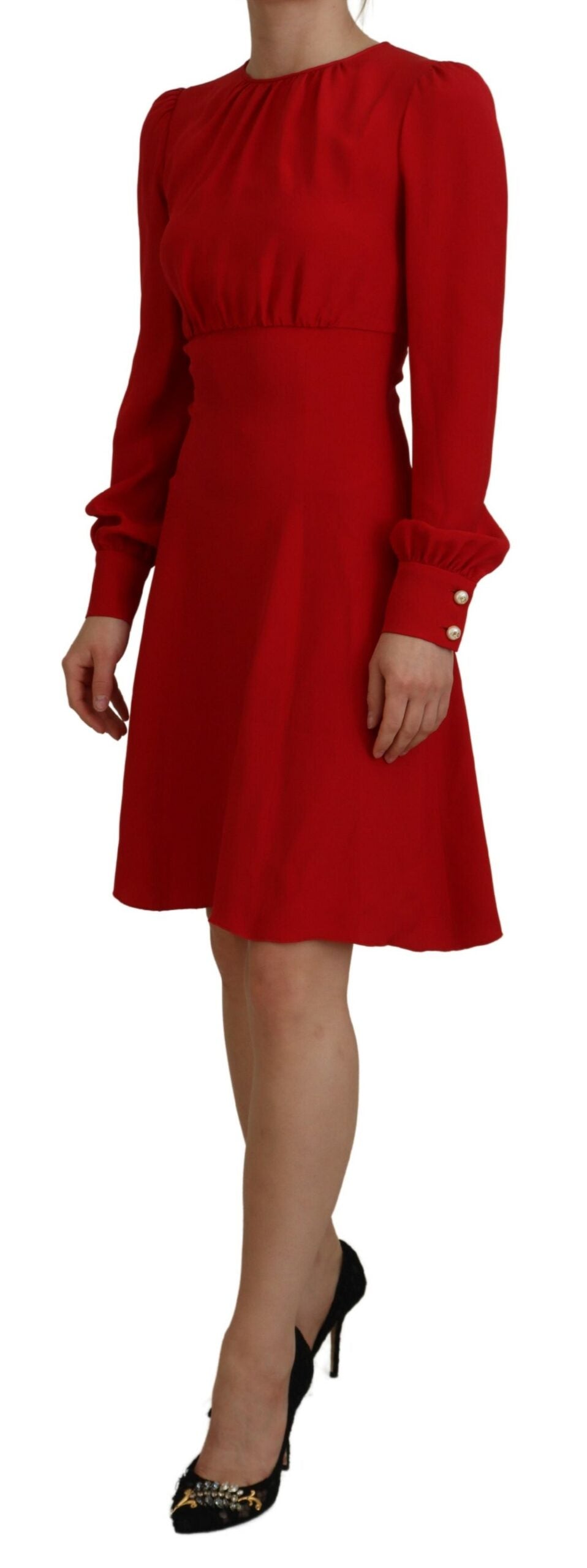 Dolce & Gabbana Red Silk Sheath A-line Knee Length Women's Dress (Pre-Owned)