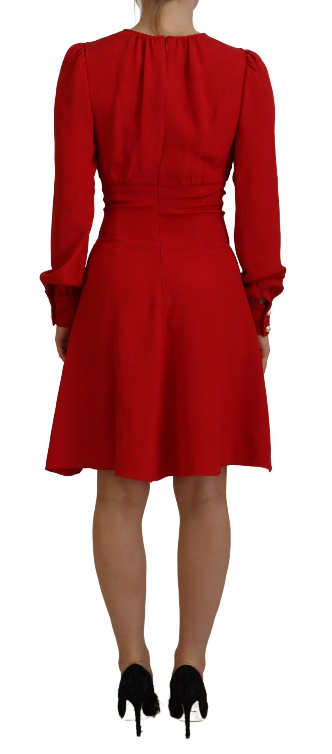 Dolce & Gabbana Red Silk Sheath A-line Knee Length Women's Dress (Pre-Owned)