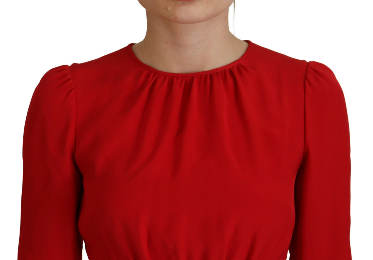 Dolce & Gabbana Red Silk Sheath A-line Knee Length Women's Dress (Pre-Owned)