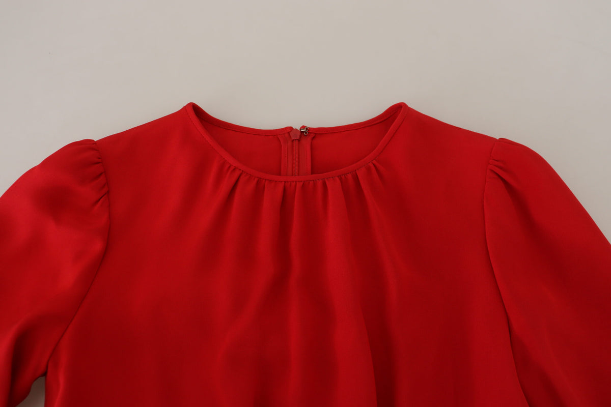 Dolce & Gabbana Red Silk Sheath A-line Knee Length Women's Dress (Pre-Owned)