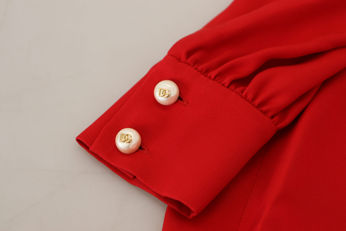 Dolce & Gabbana Red Silk Sheath A-line Knee Length Women's Dress (Pre-Owned)