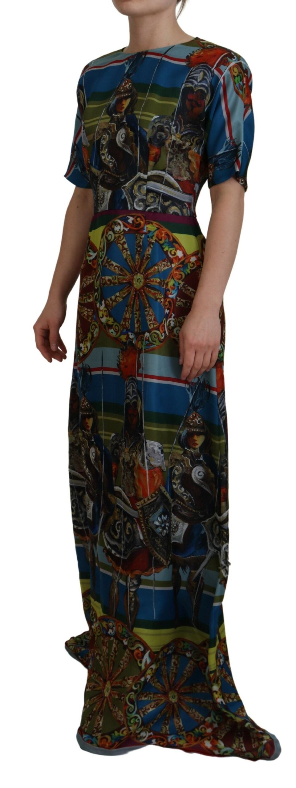 Dolce & Gabbana Multicolor Sicily Silk A-line Long Gown Women's Dress
