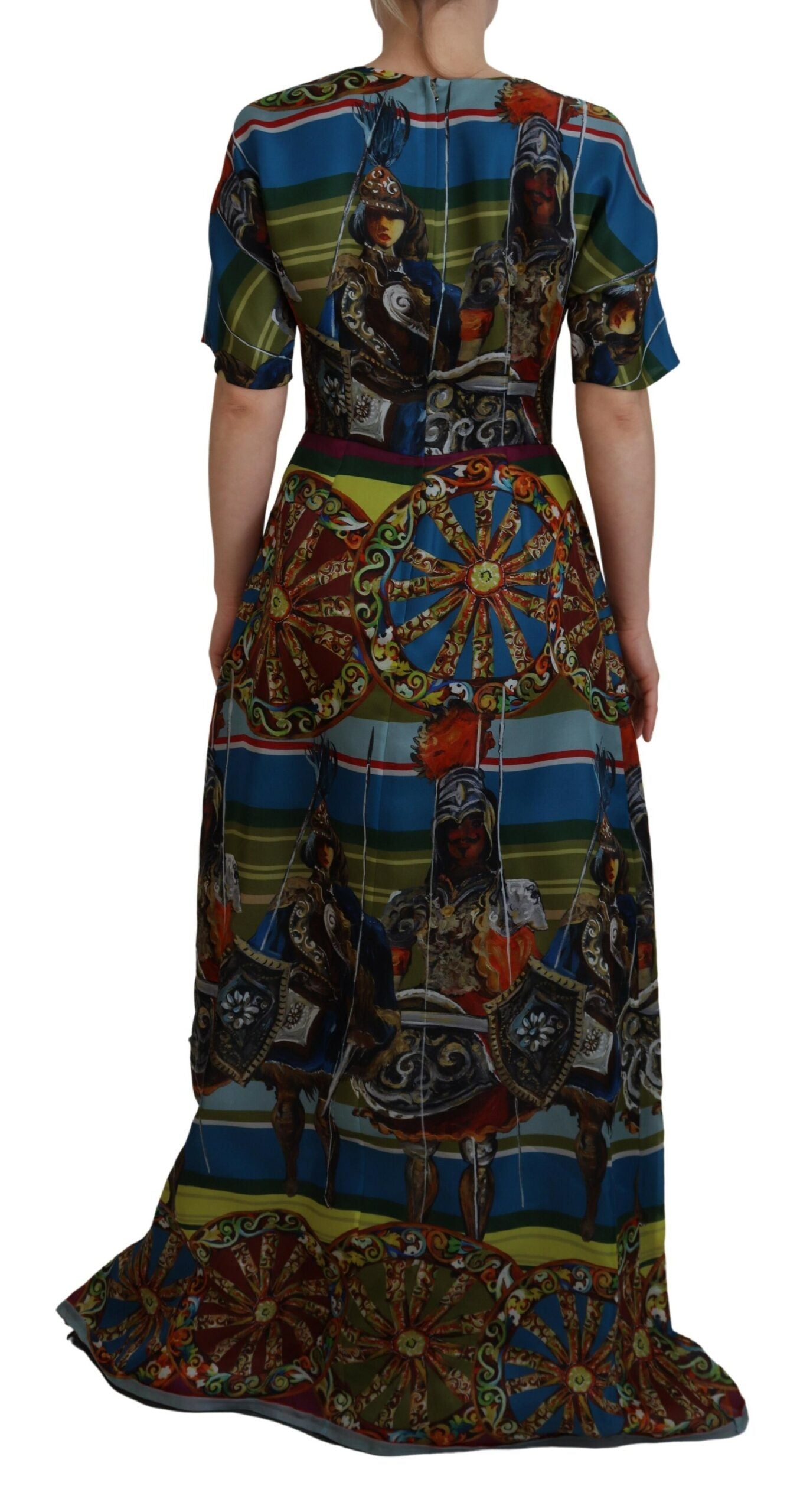 Dolce & Gabbana Multicolor Sicily Silk A-line Long Gown Women's Dress