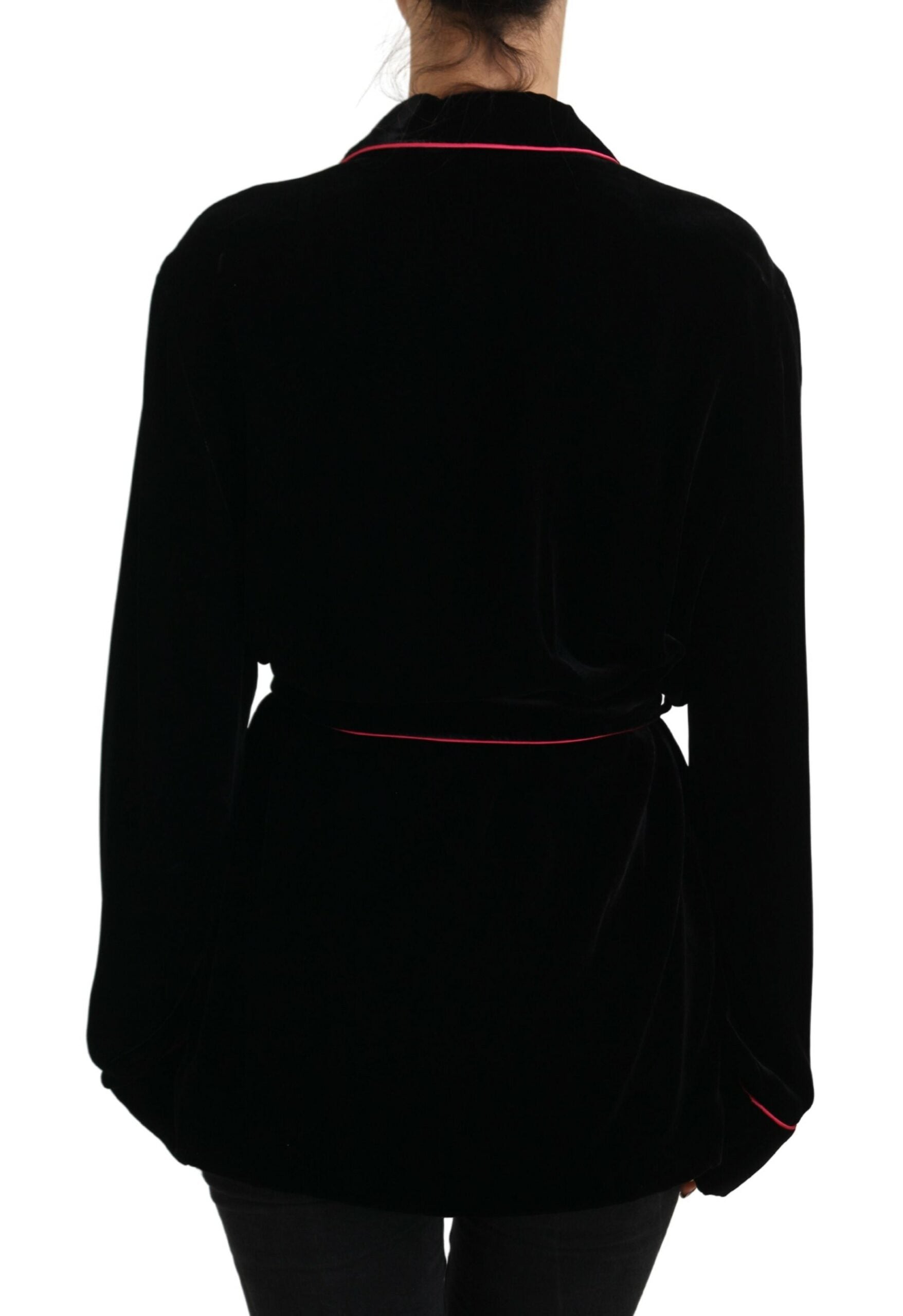 Dolce & Gabbana Black Button Belted Blazer Viscose Women's Jacket