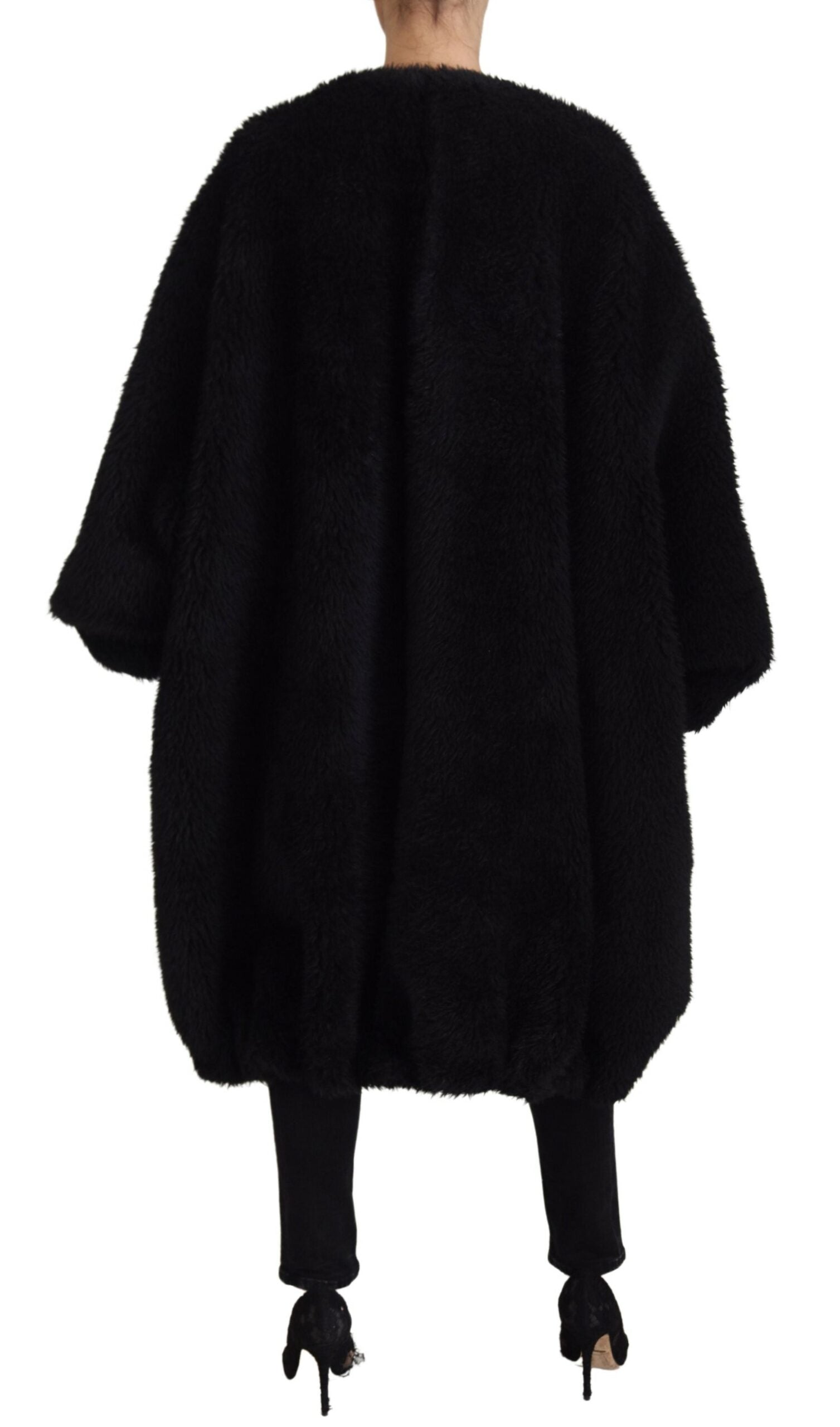 Dolce & Gabbana Black Cashmere Blend Faux Fur Coat Women's Jacket