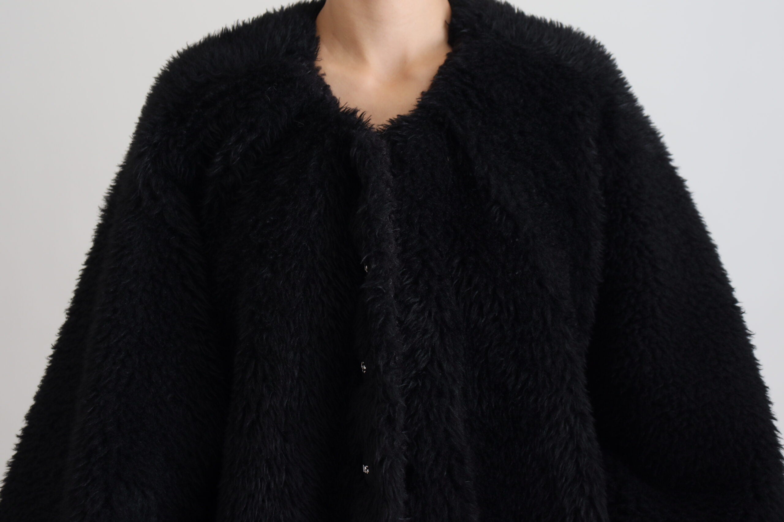 Dolce & Gabbana Black Cashmere Blend Faux Fur Coat Women's Jacket