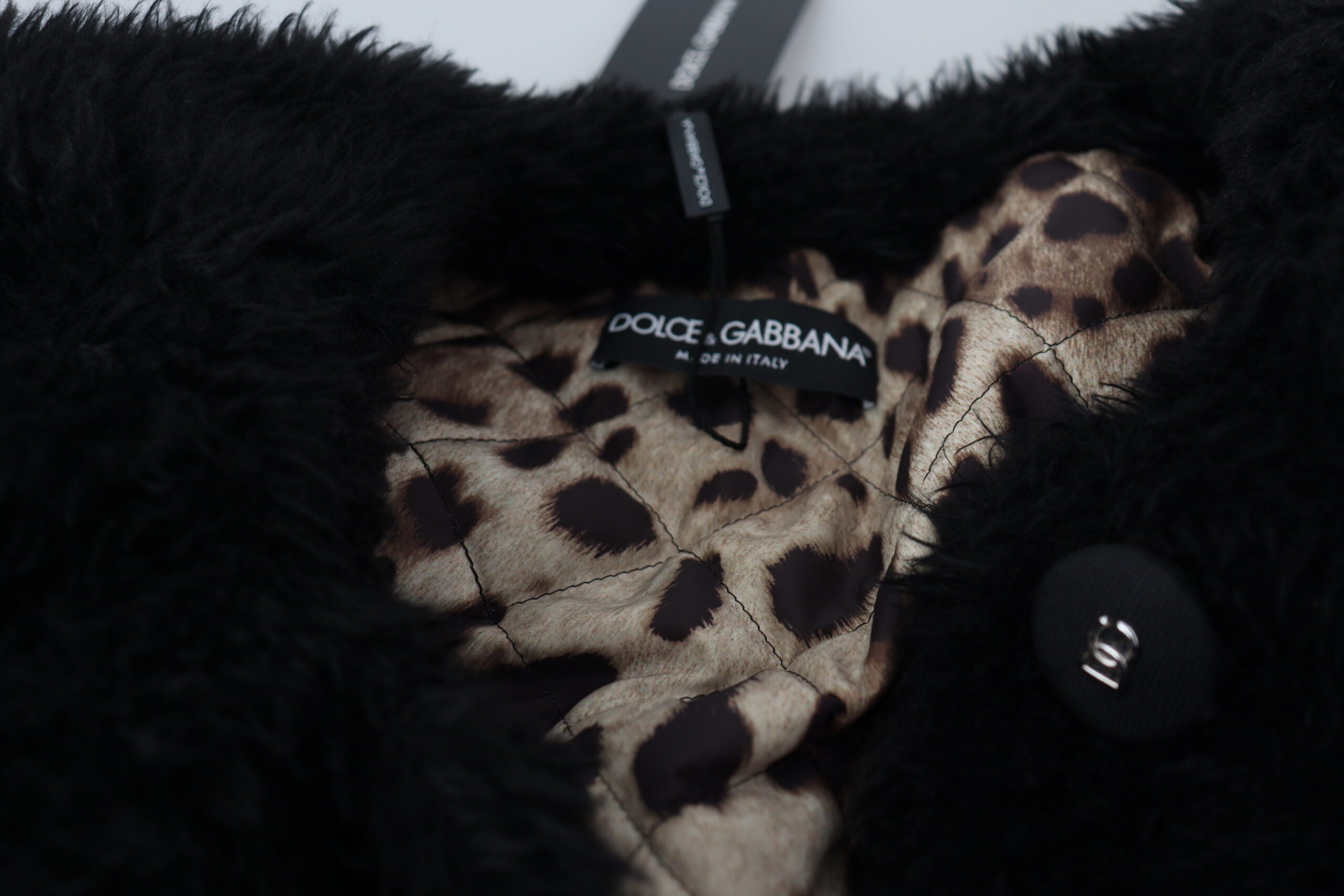 Dolce & Gabbana Black Cashmere Blend Faux Fur Coat Women's Jacket