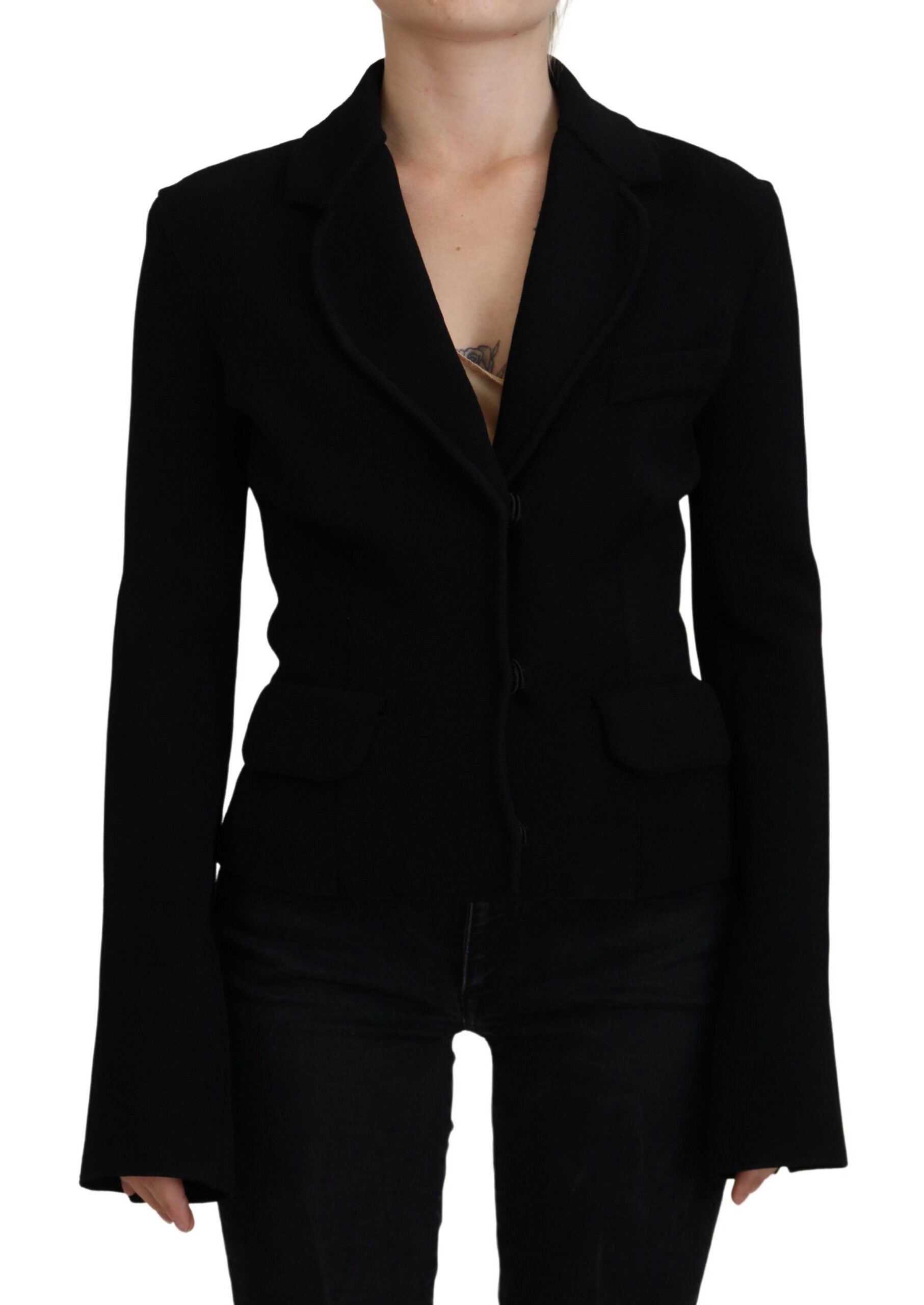 Dolce & Gabbana Black Button Cardigan Blazer Viscose Women's Jacket