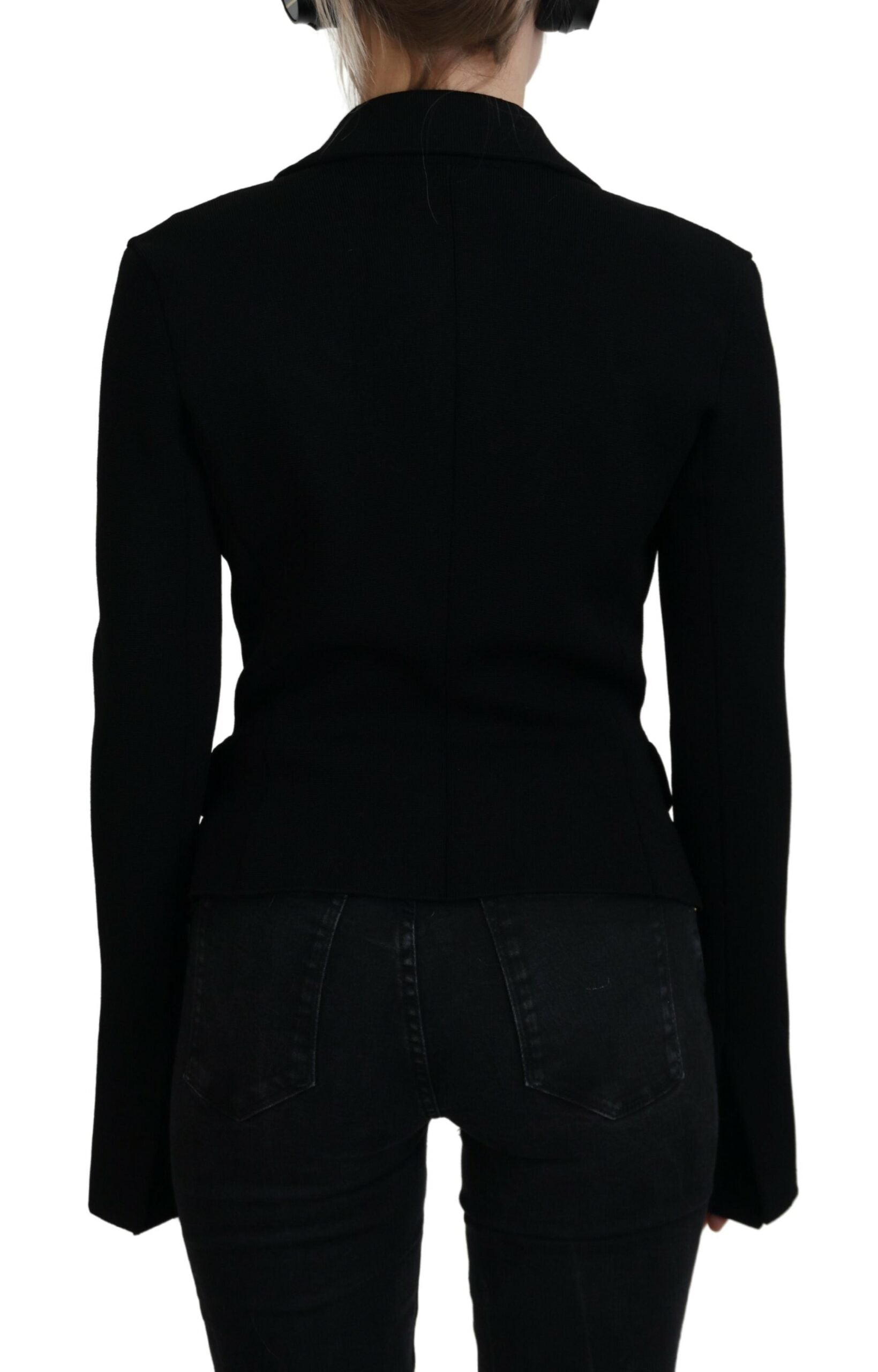 Dolce & Gabbana Black Button Cardigan Blazer Viscose Women's Jacket