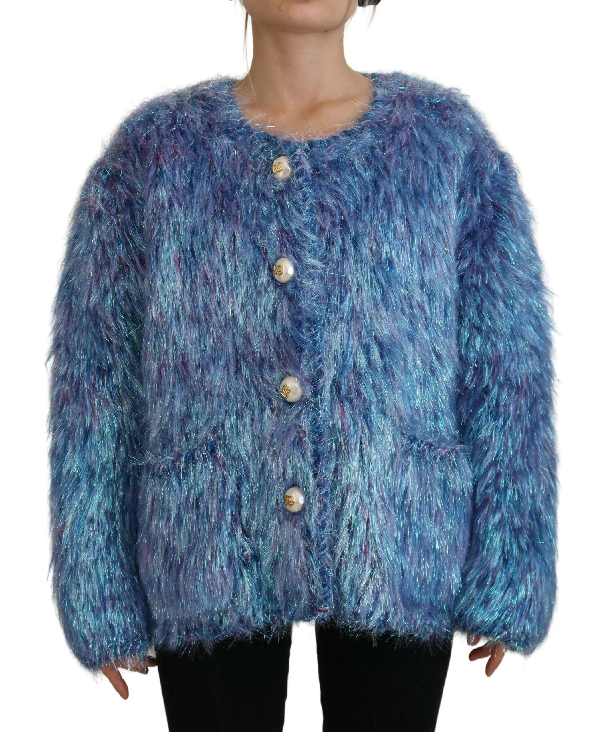Dolce & Gabbana Multicolor Polyester Fringes Coat Women's Jacket