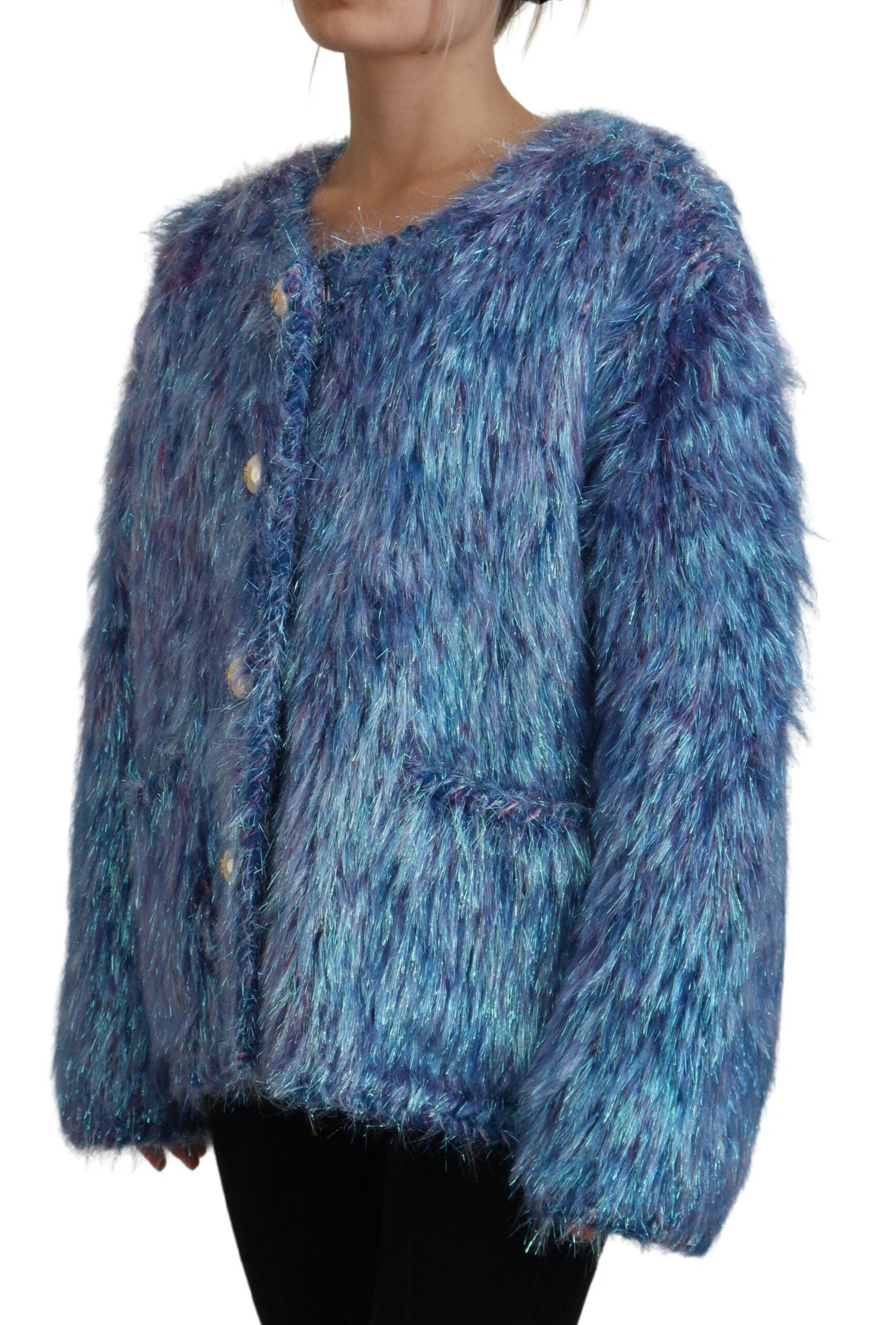 Dolce & Gabbana Multicolor Polyester Fringes Coat Women's Jacket