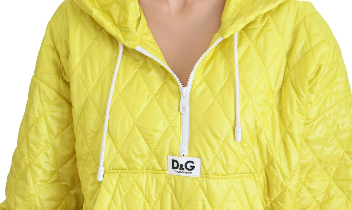 Dolce & Gabbana Yellow Nylon Quilted Hooded Pullover Women's Jacket