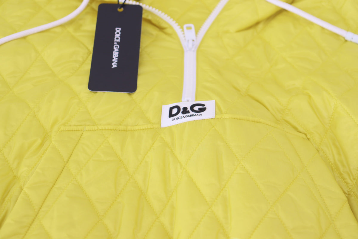 Dolce & Gabbana Yellow Nylon Quilted Hooded Pullover Women's Jacket