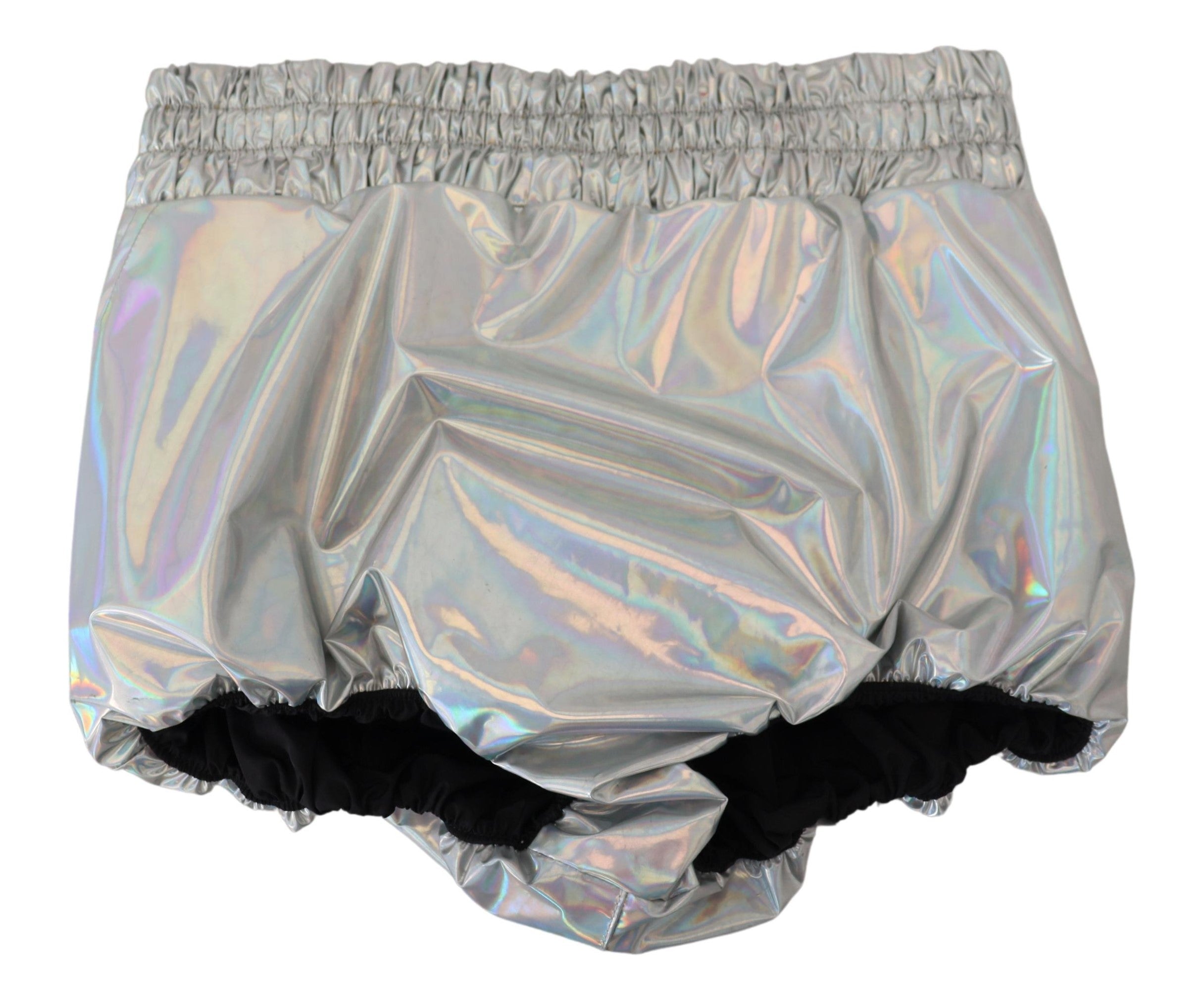 Dolce & Gabbana Silver Holographic High Waist Hot Pants Women's Shorts
