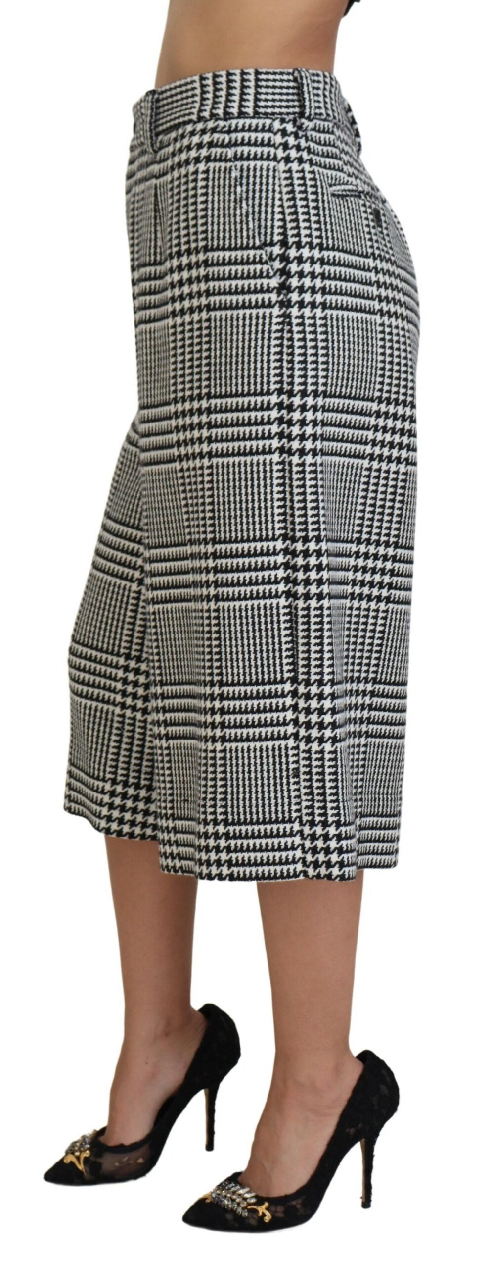 Dolce & Gabbana Elegant High Waist Plaid Midi Women's Pants