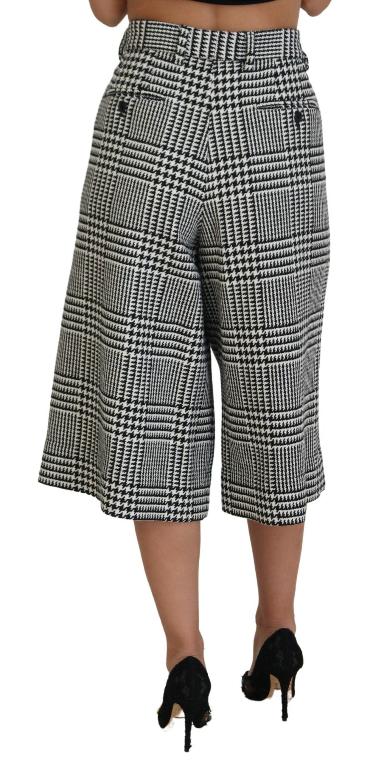 Dolce & Gabbana Elegant High Waist Plaid Midi Women's Pants