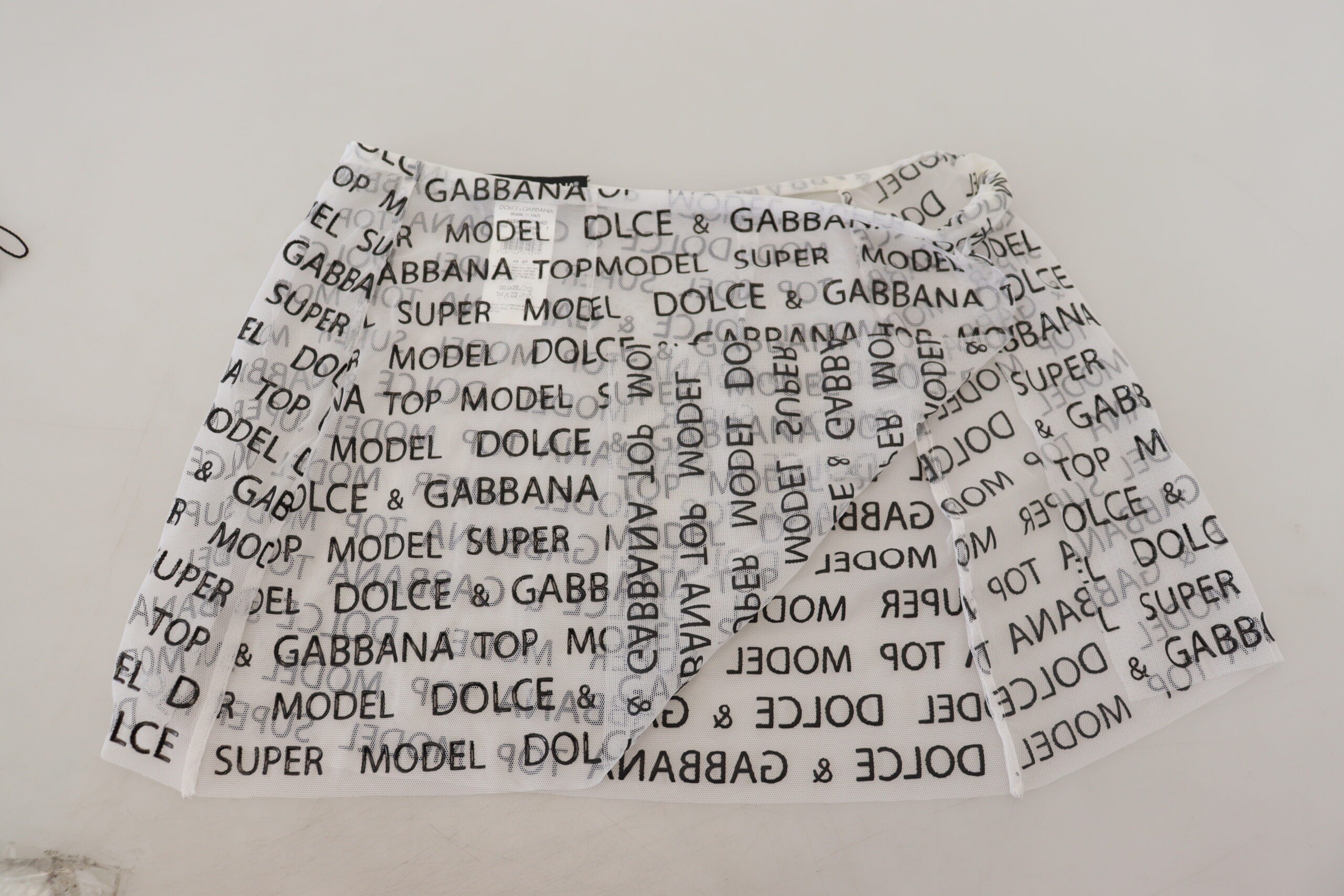 Dolce & Gabbana White Logo See Through A-line Mini Women's Skirt
